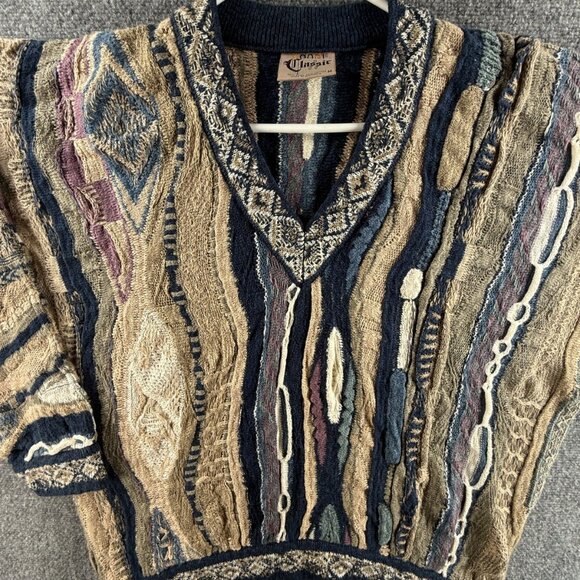 COOGI Classic Australia Linen Blend Sweater Medium V Neck Knit Pullover Colorful - Picture 1 of 16